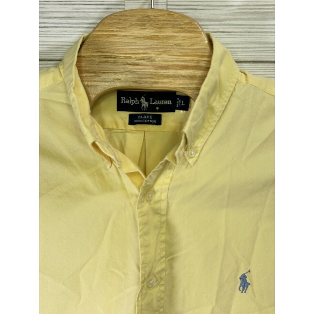 Polo Ralph Lauren Men's Blake Short Sleeve Shirt Button‎ Down Size Lg Yellow